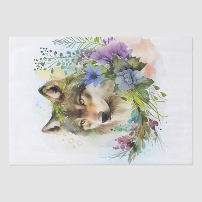 Papel De Seda Wolf Watercolor (Frente )