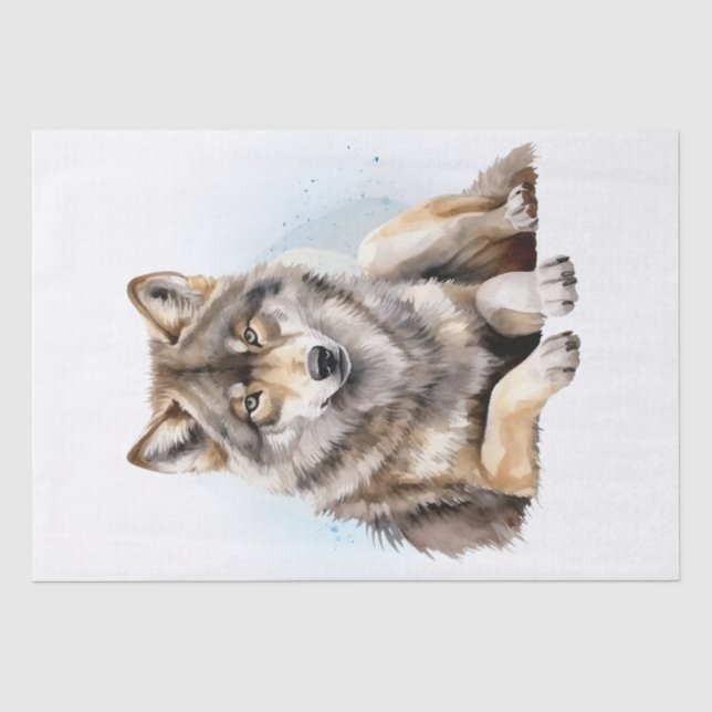 Papel De Seda Wolf Watercolor (Frente )