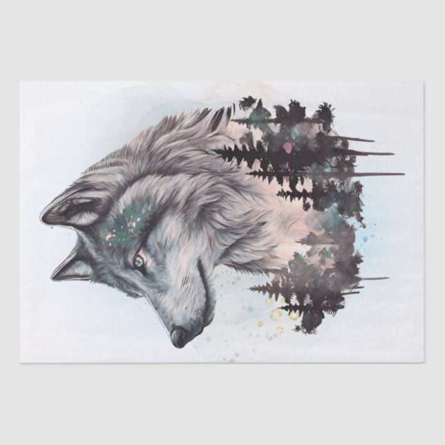 Papel De Seda Wolf Watercolor (Frente )