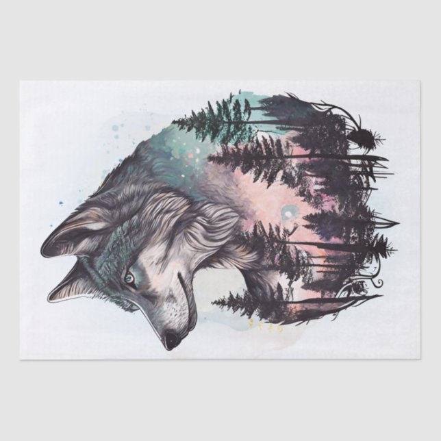 Papel De Seda Wolf Watercolor (Frente )