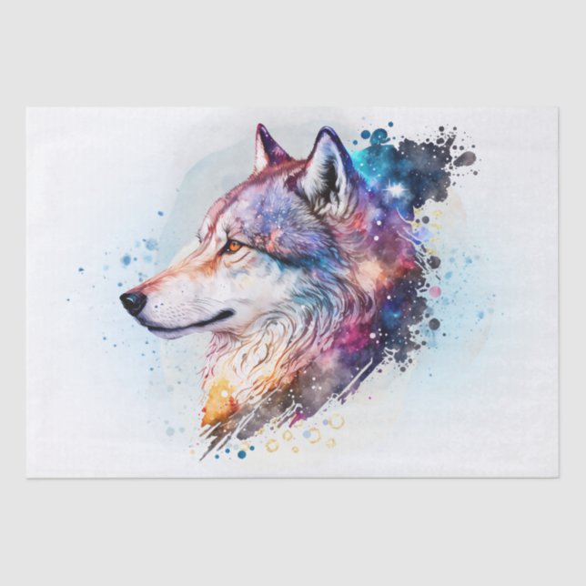 Papel De Seda Wolf Watercolor (Frente )