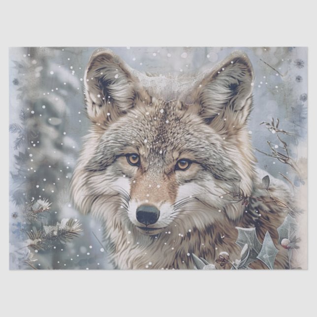 Papel De Seda Wolf Winter Christmas (Frente )