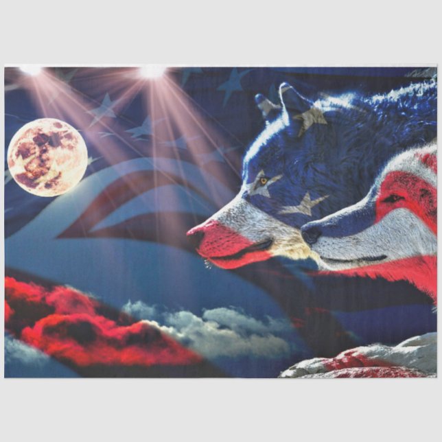 Papel De Seda Wolf Wolves Full Moon (Frente )