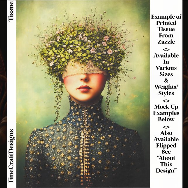 Papel De Seda Woman, Lace Blindfold & Floral Crown EM8 Decoupage (Criador carregado)