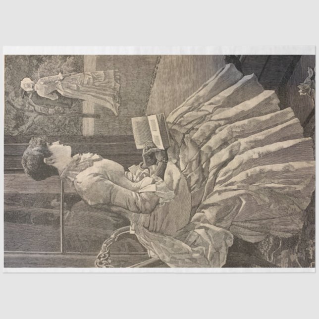 Papel De Seda Woman Reading, 1880 (Frente )