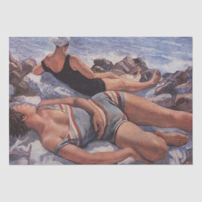 Papel De Seda Women Sunbelt on the Beach (por Serebriakova) (Frente )
