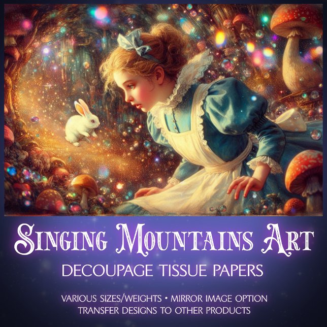 Papel De Seda Wonderland Rabbit Hole Fantasy Art Decoupage (Criador carregado)