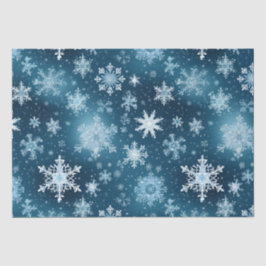 Papel De Seda Wonderland Winter Snowflakes Snowfall Blue White