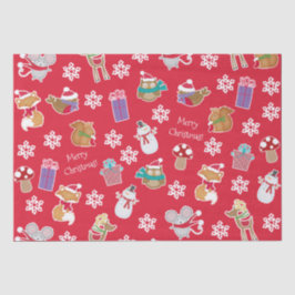 Papel De Seda Woodland Animal Padrão Red Merry Natal