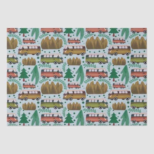 Papel De Seda Woodland Camper Blue (Frente )