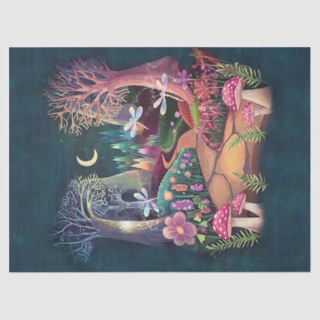 Papel De Seda Woodland Fantasy, A Terra Mágica da Natureza (Frente )