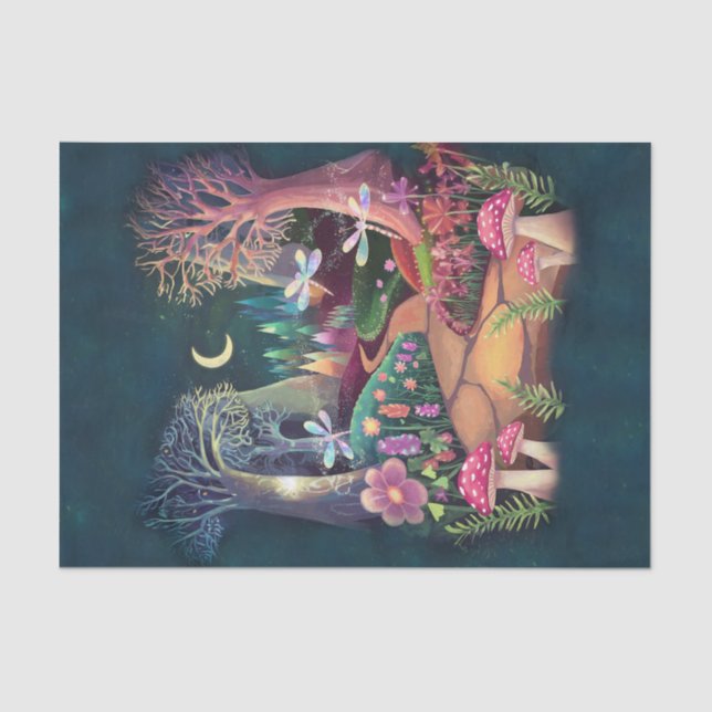 Papel De Seda Woodland Fantasy, A Terra Mágica da Natureza (Frente )