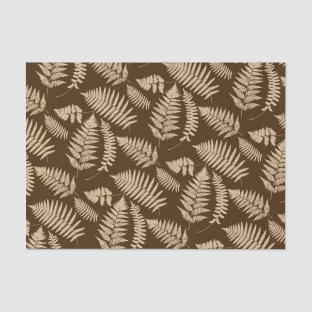 Papel De Seda Woodland Fern Pattern, Brown e Beige (Frente )