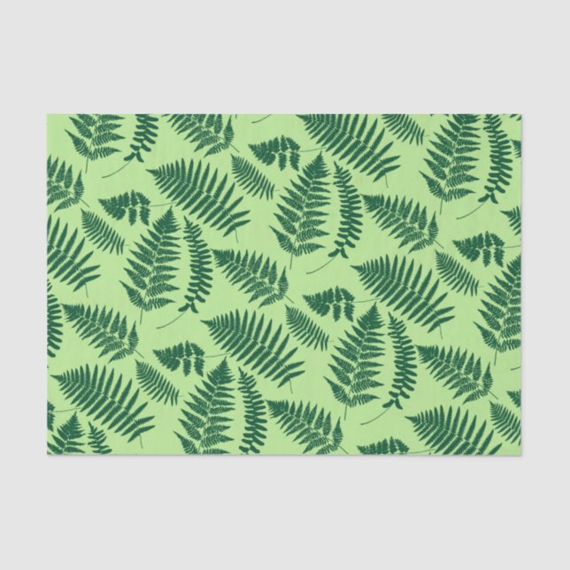 Papel De Seda Woodland Fern Pattern, Emerald e Light Green (Frente )