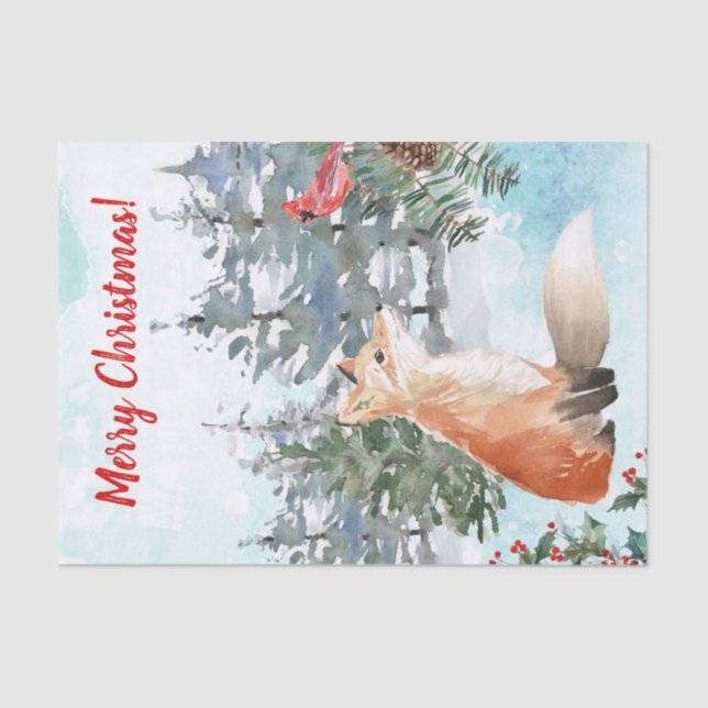 Papel De Seda Woodland Fox Christmas (Frente )