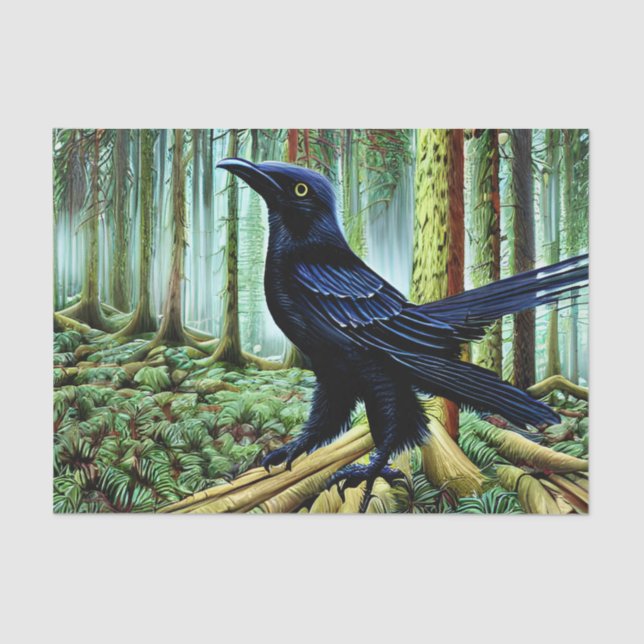 Papel De Seda Woodland Rustic Black Raven (Frente )