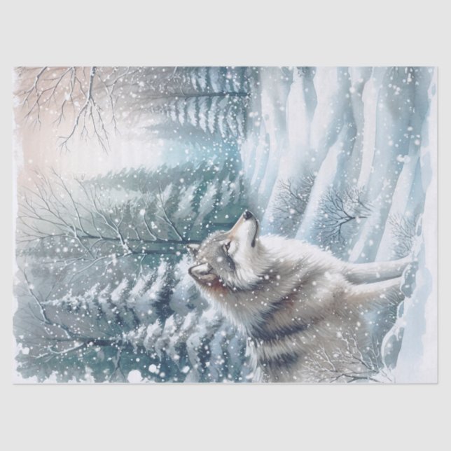 Papel De Seda Woodland Winter Wolf (Frente )
