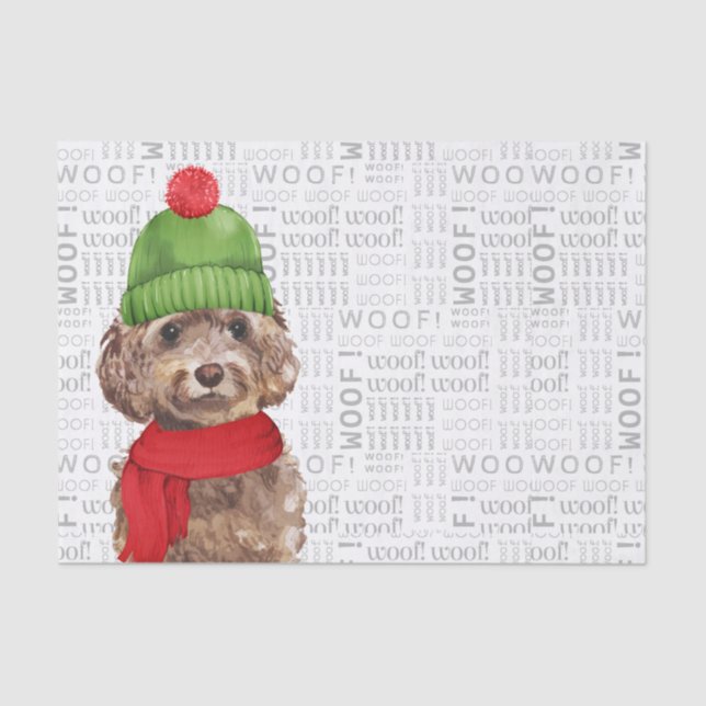 Papel De Seda Woody Word Art e Papais noeis de Natal Cachorro (Frente )
