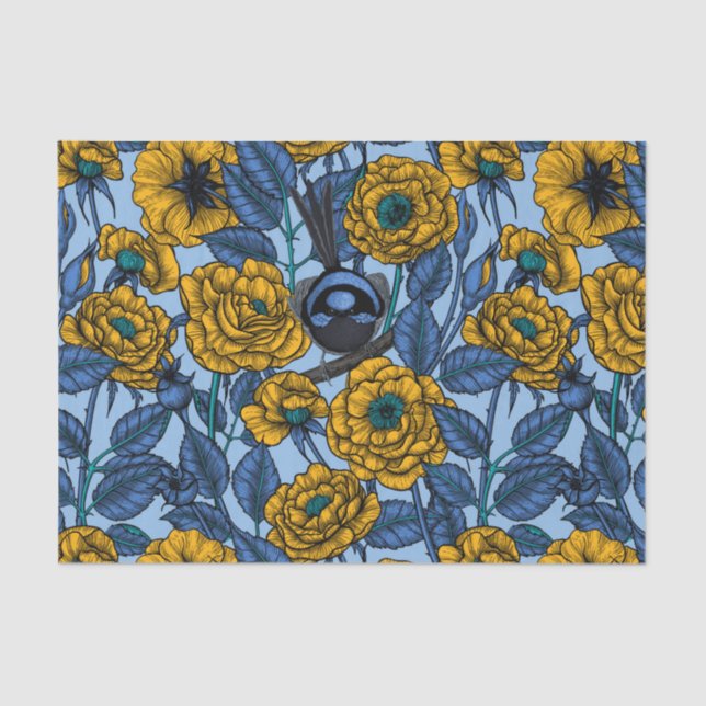 Papel De Seda Wren nos rosas (Frente )