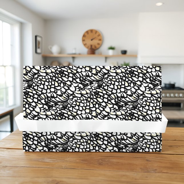 Papel De Seda Wyandotte Chicken Feather Black & White Farmhouse (Speckled chicken feather tissue paper with rustic charm, for gifts, crafts, or farm-fresh flair.)