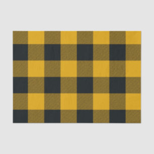 Papel De Seda Xadrez Amarelo e Preto em Quadros Rústicos