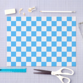 Papel De Seda Xadrez azul claro clássico