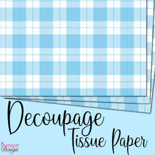 Papel De Seda Xadrez azul-clássica de tartan branco