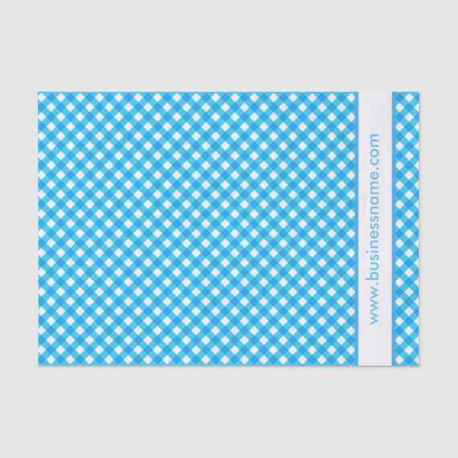 Papel De Seda Xadrez Azul com Texto Personalizado (Frente )