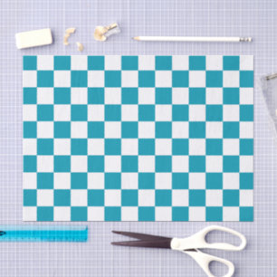 Papel De Seda Xadrez azul-turquesa escuro