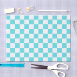 Papel De Seda Xadrez azul turquesa visual clássico