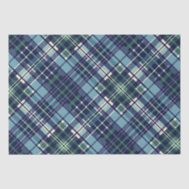 Papel De Seda Xadrez Azul, Verde e Roxo