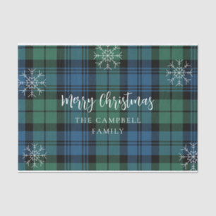 Papel De Seda Xadrez Azul Verde Rustic Campbell Tartan