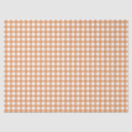 Papel De Seda Xadrez Branca Moderna e Gingham Laranja