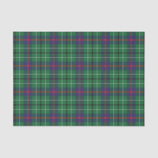 Papel De Seda Xadrez Clan Duncan Green Check Tartan (Frente )