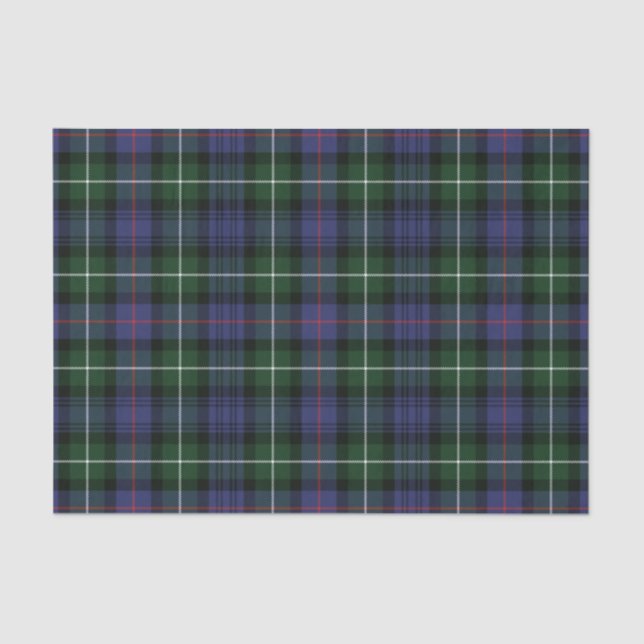 Papel De Seda Xadrez Clan MacKenzie Green Purple Check Tartan (Frente )