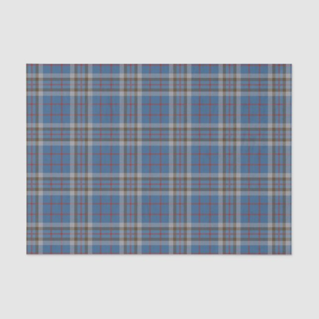 Papel De Seda Xadrez Clan Thompson Cinza Blue Check Tartan (Frente )