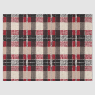 Papel De Seda Xadrez Clássica de Tartan Vermelho e Preto - Tecid