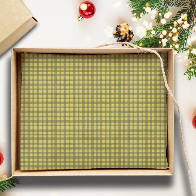 Papel De Seda Xadrez Clássica Verde Gingham - Natal Mínimo (Criador carregado)