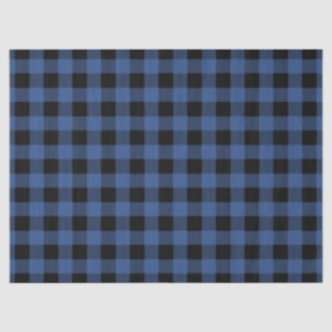 Papel De Seda Xadrez de Búfalo Preto Azul Gingham Lenhador
