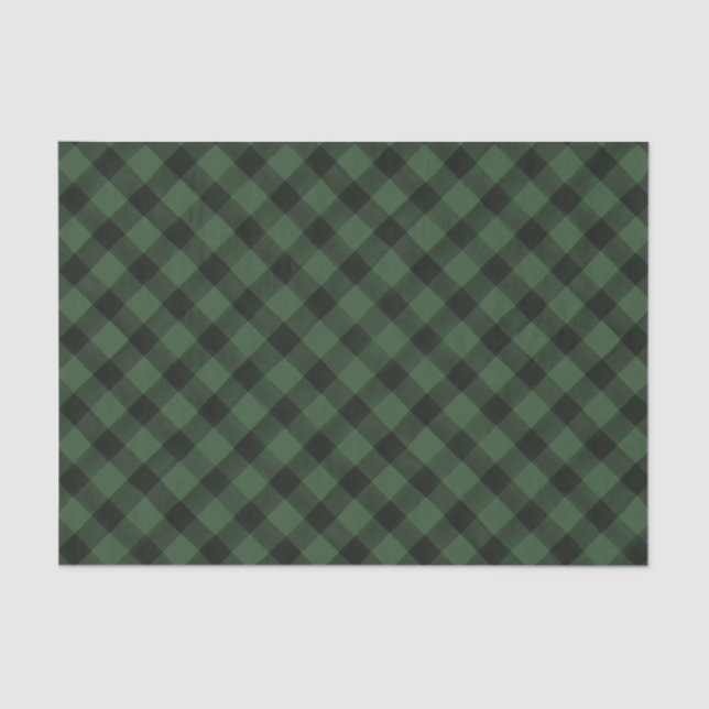 Papel De Seda Xadrez de Búfalos Negra e Verde | (Frente )