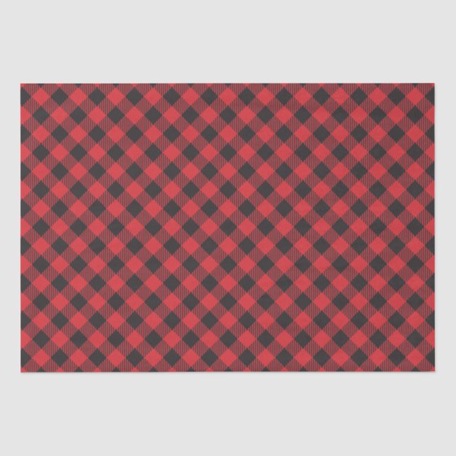 Papel De Seda Xadrez de Buffalo Vermelho Verificada (Frente )