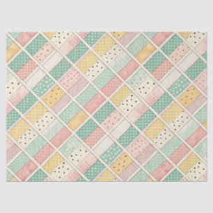 Papel De Seda Xadrez de Diamante Geométrico Mostarda Retro Ponto