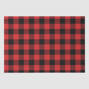 Papel De Seda Xadrez de Feriado Preto e Buffalo Vermelho