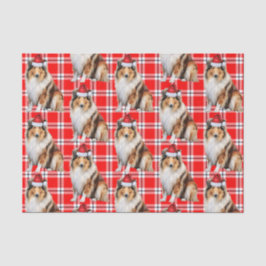Papel De Seda Xadrez de Férias com o Cachorro de Collie Rough