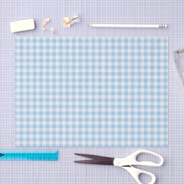 Papel De Seda Xadrez de Gingham azul e branca (Arte )
