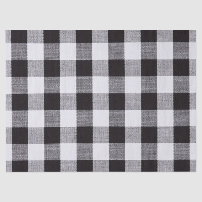 Papel De Seda Xadrez de gingham preto e branco outono (Frente )