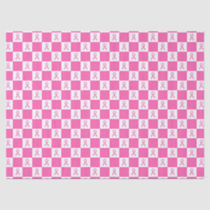 Papel De Seda Xadrez de Laço Rosa – Conscientização do Câncer de