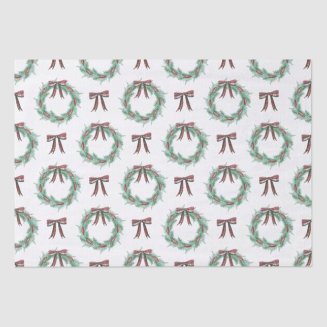 Papel De Seda Xadrez de Natal com Aquarela (Frente )