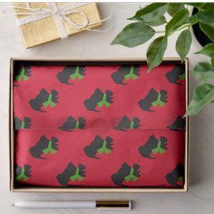 Papel De Seda Xadrez de Natal de Terrier escocesa