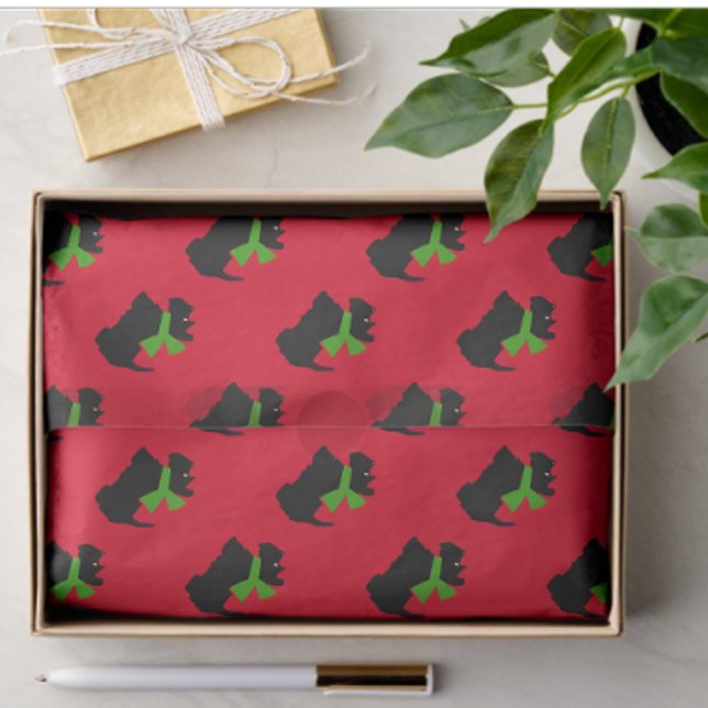 Papel De Seda Xadrez de Natal de Terrier escocesa (Tissue paper for gifting or crafting)